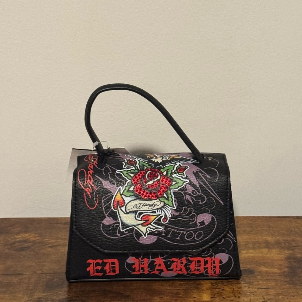Ed Hardy Black Tattoo MINI Cross Body  Design Women's Bag